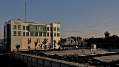A view of the K-Electric head office, with solar panels at the parking area, in Karachi, Pakistan, on January 24, 2023.