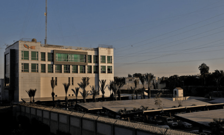 A view of the K-Electric head office, with solar panels at the parking area, in Karachi, Pakistan, on January 24, 2023.