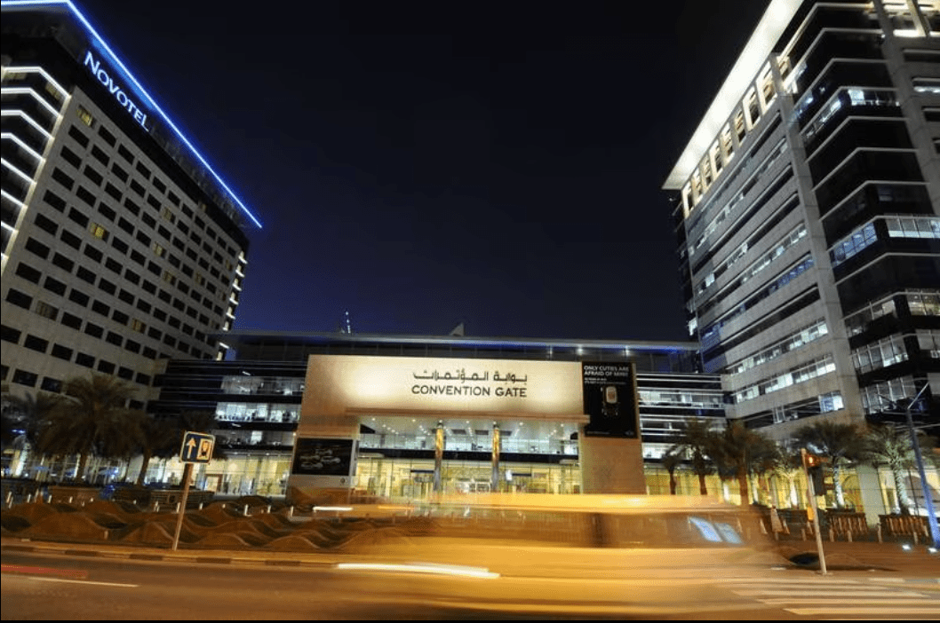 Traffic streams past the Dubai Convention and Exhibition Centre in Expo City Dubai - the main venue for Cop28, which runs from November 30 to December 12. Photo: Bloomberg