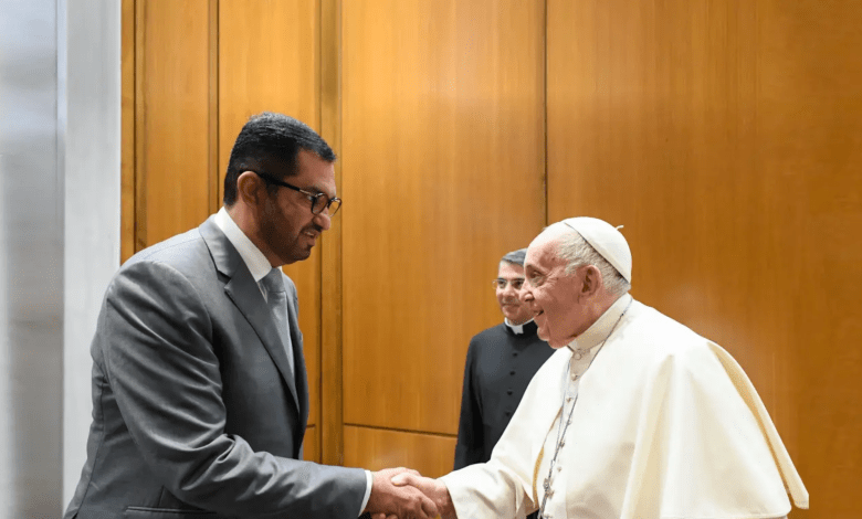 Dr. Sultan Al Jaber, President-Designate of COP28 UAE, met with Pope Francis, the head of the Catholic Church, to discuss the crucial role of faith leaders in advancing the climate agenda at COP28. source: Cop28.com