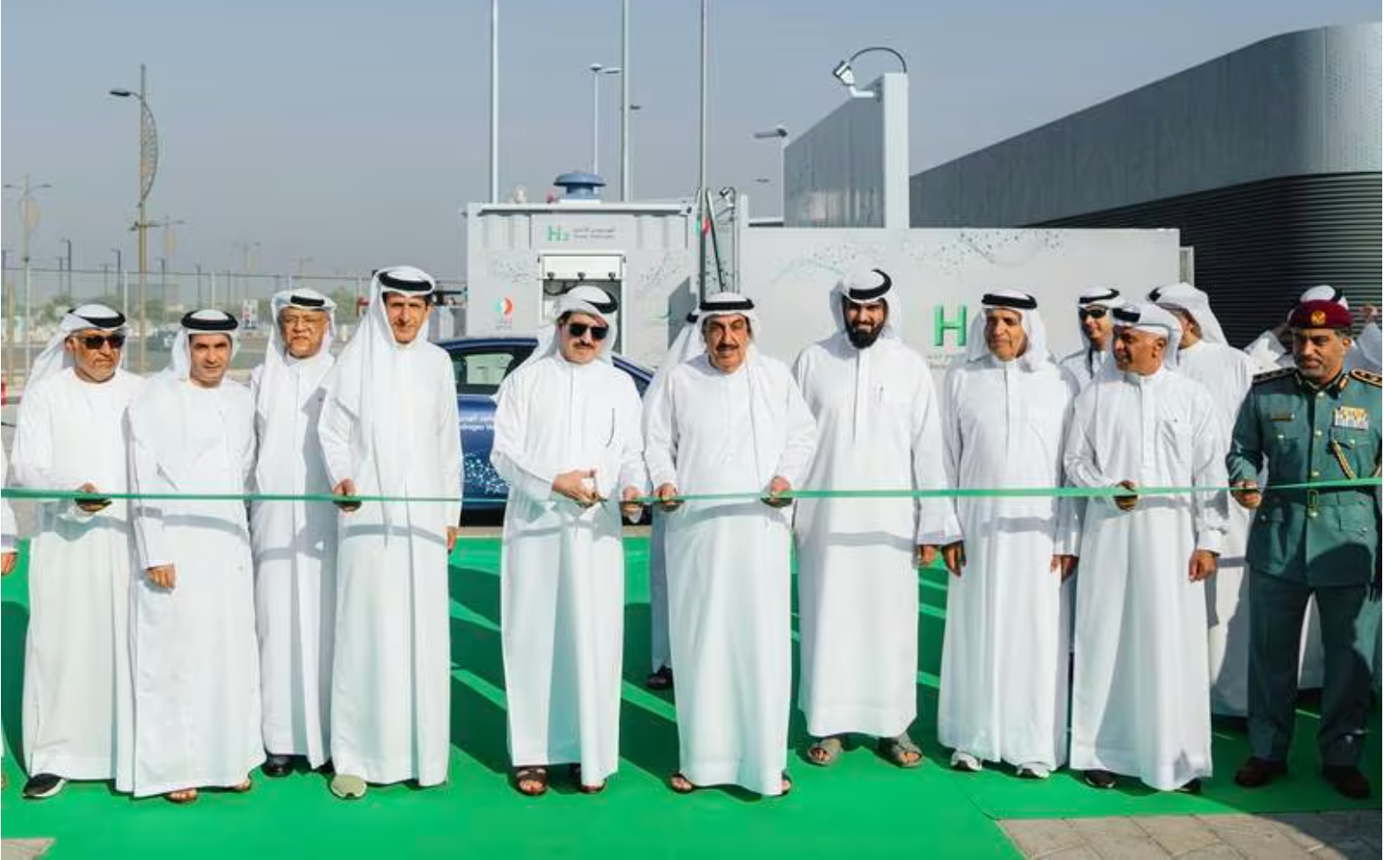 Officials open Enoc's first green hydrogen station at the Service Station of the Future in Expo City Dubai. Photo- Enoc Source: thenationalnews.com