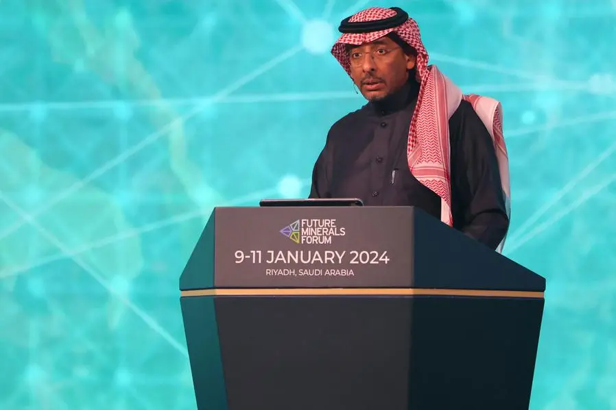 Saudi Mining and Industry Minister Bandar Al-Khorayef addresses the Future Mineral Forum in Riyadh on January�10,�2024. (Photo by Fayez Nureldine / AFP) Agence France-Presse (AFP)/AFP Source: Zawya.com